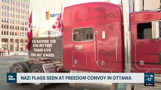 Nazi flags seen at freedom convoy in Ottawa [upl. by Belamy]