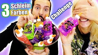 3 COLORS OF GLUE SLIME Challenge  Kaan vs Nina Glitter Kleber Schleim selber machen Zuhause DIY [upl. by Kristianson]