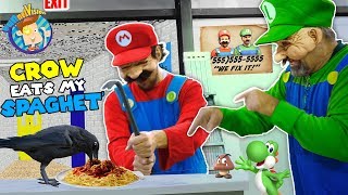 MARIO BROS FIX UP OLD BALDIS BASICS SCHOOL Crow vs Crowbar FUNnel Family Skit Vision [upl. by Aizat413]