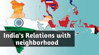 Indias relations with neighborhood  SAARC  Gujaral doctrine  Look East Act  Look West [upl. by Vergos781]