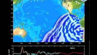 Animation after Chile Earthquake of Tsunami across Pacific [upl. by Donnie511]