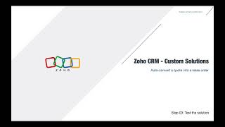 Autoconvert a quote into a sales order  Zoho CRM Solutions [upl. by Lachance]