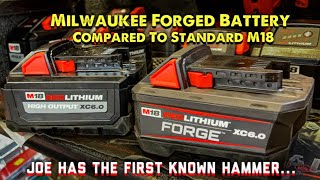 We Compare The Milwaukee Forged Battery To Standard M18 Batteries Possibly The First Ever Hammer [upl. by Ahtimat644]