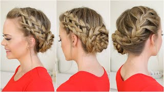 Waterfall Dutch French Braid into Braided Bun [upl. by Yrak]