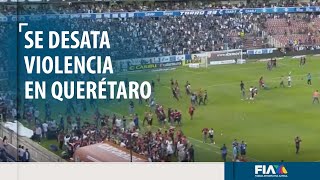 Aficionados de Atlas y Querétaro desatan violencia inaudita en el estadio Corregidora [upl. by Einnhoj]