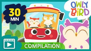 30mins Wheels On The Bus and Others  Wheels On The Bus Compilation  Nursery Rhymes  OwlyBird [upl. by Akimas]