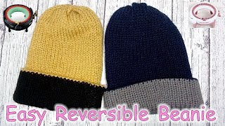 Easy Reversible Beanie 48 Pin Sentro Addi Circular Needle Knitting Machine [upl. by Hi]