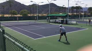 Fabio Fognini and Andrey Rublev Court Level Practice Indian Wells 2018 [upl. by Neelik]