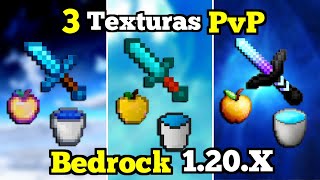 🔴 3 TEXTURAS para PVP en Minecraft PE 121X FPS  Texturas Gama Baja  Bedrock 121 [upl. by Viquelia]