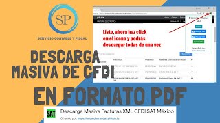 Descarga masiva de los CFDI en formato PDF desde el portal del SAT [upl. by Adnicul]