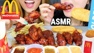 ASMR EATING McDonalds NEW Sweet N Spicy Honey BBQ GLAZED CHICKEN TENDERS  KimampLiz ASMR [upl. by Asiaj]