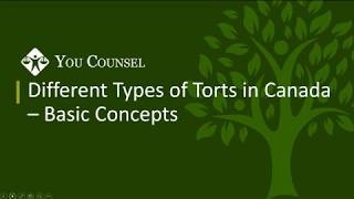 Different Types of Torts in Canada  Basic Concepts [upl. by Vierno]