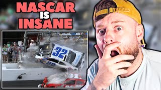 BRITISH GUY Reacts to SCARY NASCAR CRASHES [upl. by Ayekan]