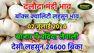 कैसा रहा आज का दलौदा मंडी से बॉक्स क्वालिटी लहसुन का भाव  02 जुलाई 2024 Daloda Mandi bhav [upl. by Eilama]