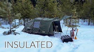 Winter Camping in INSULATED Tent  Snow and Freezing Temps [upl. by Eisenhart]