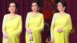 Nita Ambani looks beautiful in lemon green Saree At Manish Malhotra New Store Launch 📸💃 [upl. by Annazus]