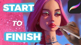 How to Paint in PROCREATE  Painting a Portrait from Start to Finish [upl. by Nawk]