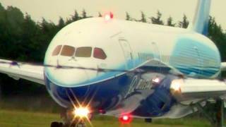 Boeing 787 Dreamliner Prototype  Wet amp Windy Takeoff [upl. by Alliehs]