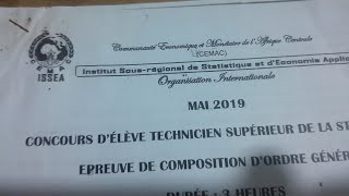 Épreuve complète du concours dentrée à lISSEA 2019 Technicien Supérieur au Cameroun [upl. by Pinebrook]