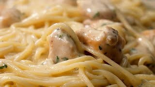 Pasta alfredo con pollo 🤤 Como hacer una DELICIOSA receta con spaghetti [upl. by Diarmuid]