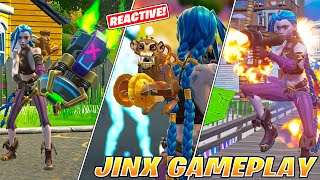 NEW Arcane Jinx Skin Gameplay Reactive Back Bling  Fortnite X League of Legends [upl. by Bassett]