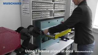 Embossing of 2 car license plates with Muschard hot stamping and embossing machine [upl. by Rapp736]