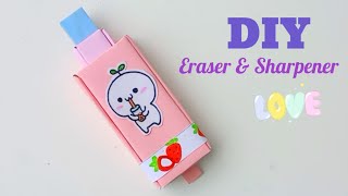 How to make Sharpener and Eraser box  DIY Sharpener decoration Ideas  DIY Paper Crafts for School [upl. by Amalee]