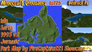 Isla Sorna 1993 Map v2 Showcase by FireCaptain221 4K60FPS Minecraft Dinosaurs Bedrock PE Ep725 [upl. by Ahsaela]