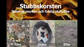 Elda upp stubbar säkert med en Stubbskorsten det behövs 1 timmes arbetstid httpsstubbskorstense [upl. by Helbonia]