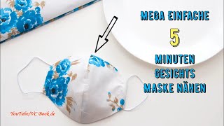 5 Minuten Maske  Gesichtsmaske für Anfänger nähen  Mundschutz  DIY Face Mask [upl. by Acisej]