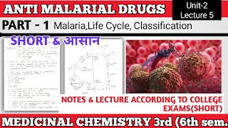 Anti malarial drugs  medicinal chemistry b pharmacy 6th semester 3rd year  Complete lecture hindi [upl. by Faso]