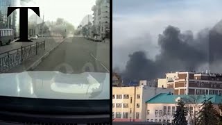 Moment Ukrainian shelling hits Russias Belgorod [upl. by Ahsinuq]