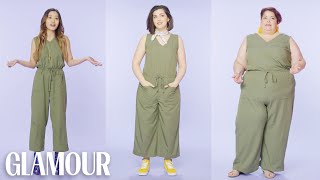 Women Sizes 0 Through 28 Try on the Same Jumpsuit  Glamour [upl. by Pump594]