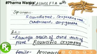 Pharmacognosy of Rauwolfia root  Rauwolfia serpentina  Explanation  Pharma Warrior [upl. by Lemhar334]