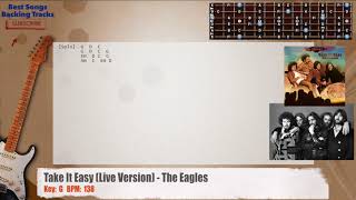 🎸 Take It Easy Live Version  The Eagles Guitar Backing Track with chords and lyrics [upl. by Anigger943]