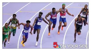 Photos US disqualified from mens 4x100 relay at Paris Olympics [upl. by Eldrida]