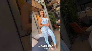 Blue Striped Jumpsuit Ramorna Fitwear shorts beauty fashion [upl. by Rotciv]