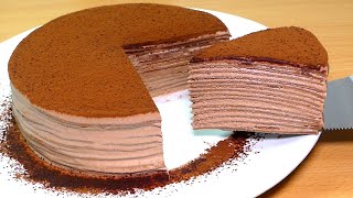 Chocolate Mille Crepe cake  Easy Crepe cake recipe without oven [upl. by Nigel]