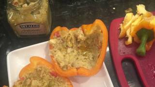 Stuffed Yellow and Red Bell Peppers and Salmon recipe Healthy Meal for the Flexitarian [upl. by Llennehc]