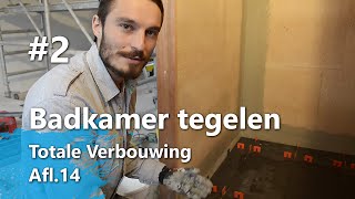 Badkamer Tegelen Part 2  Badkamervloer tegelen Totale Verbouwing Afl14 [upl. by Weinrich8]