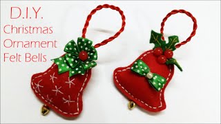 DIY Chrismas Ornament  Felt Bells  MyInDulzens [upl. by Reh]