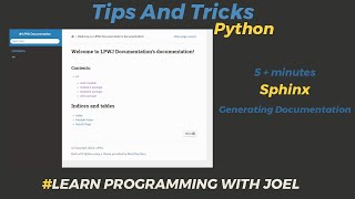 Sphinx  How to generate documentation from python doc strings  Five  Minutes on Tips and Tricks [upl. by Terle]