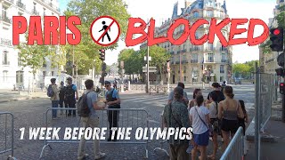 4K Paris Closed for Olympics Lockdown City Center Chaos Before 2024 Games 🚧🇫🇷 Tourists Beware [upl. by Ennaihs]