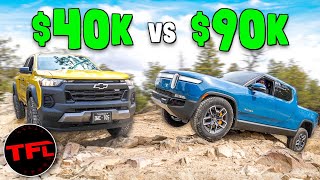 Compared OffRoad Rivian R1T vs Chevy Colorado Trail Boss [upl. by Sitoiganap391]