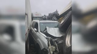 Woman survives massive 100pluscar pileup in Fort Worth crawls out her back window [upl. by Christoffer]