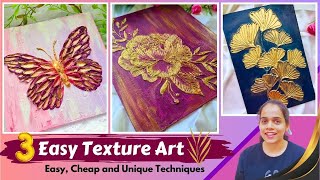 3 Easy and Cheap Texture Art  DIY Acrylic Wall Putty and Texture Paste Painting  Wall Putty Craft [upl. by Anawak]