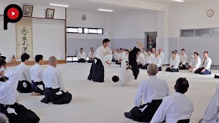 【 合気道 】AIKIDO  Dojo master Mitsuteru Ueshibas demonstration [upl. by Cheslie]