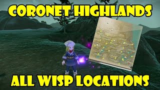 All Wisp locations in Coronet Highlands Map with markings Pokemon Legends Arceus [upl. by Nosirrah138]