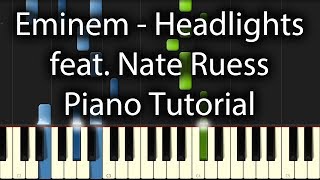 Eminem feat Nate Ruess  Headlights Tutorial How To Play On Piano [upl. by Garret]