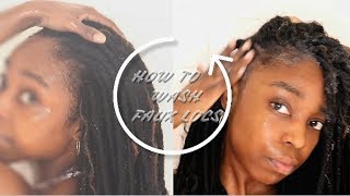 HOW TO wash faux locsbox braids  crochet tips amp maintenance  NO FRIZZ [upl. by Giles759]